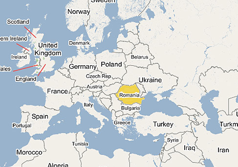 Romania in Europe Map
